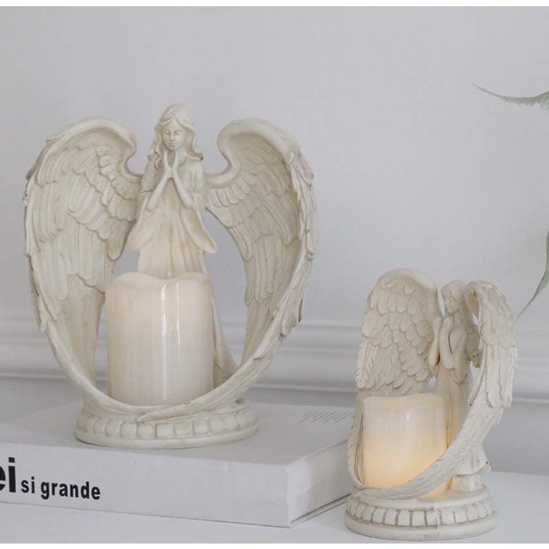 現貨🧚‍♀️輕奢侈 北歐白天使 蠟燭台 客廳 臥室 裝飾品 小夜燈