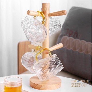 【臺灣現貨】Warm House 實木超美杯架 北歐杯架 6抓居家杯子收納 居家收納 咖啡杯收納 馬克杯收納 造形杯架