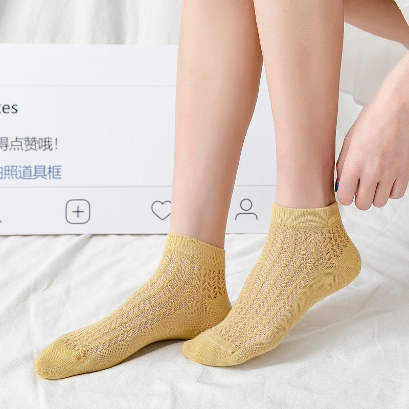 襪子 女襪 薄款 網眼 鏤空 短筒襪 純色 淺口 低幫 簡約 百搭 韓版 日系 短襪