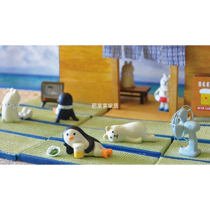 桌上擺件生日禮物日式zakka夏日午睡白熊企鹅西瓜電風扇公仔擺件飾品小物