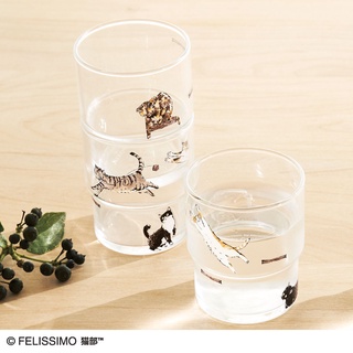 【現貨-日本Felissimo】貓咪 玻璃杯 堆疊時插畫就連在一起