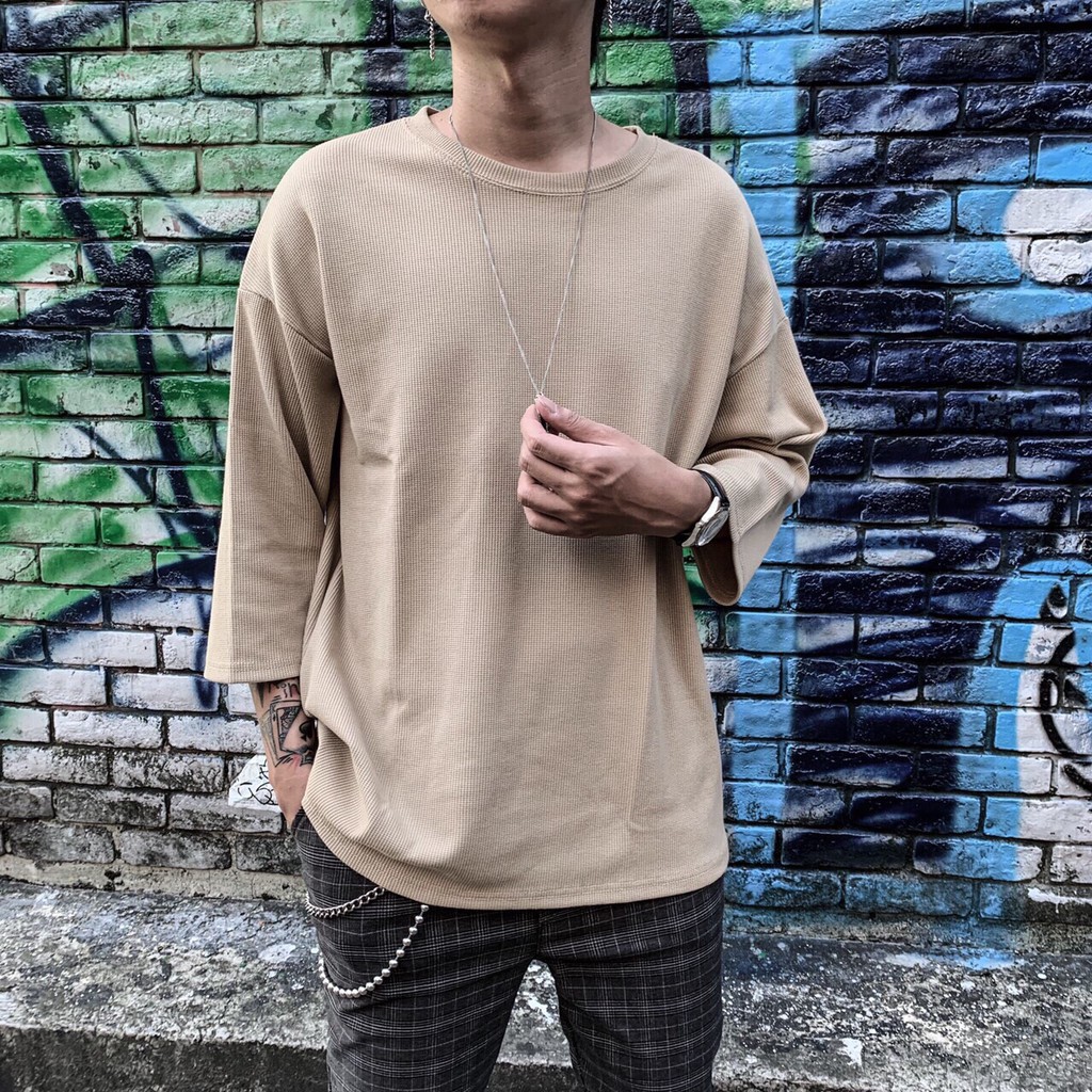 熱銷五色韓國 七分袖t恤厚磅彈力蜂網格七分袖寬t 五分袖 蝦皮購物