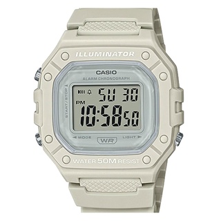 【CASIO】方形機能性運動電子錶-百搭米白款 W-218HC-8A 臺灣卡西歐保固一年