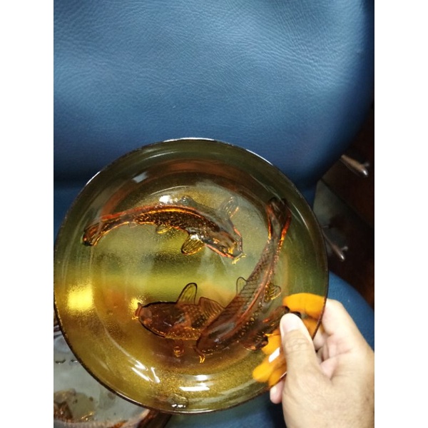 玻璃魚碗盤早期產品老舊物收藏老眷村舊物舊瓷盤收藏