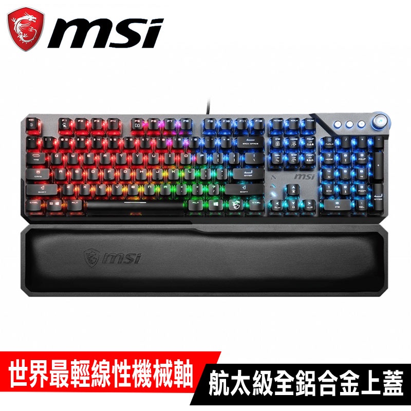 MSI VIGOR GK71 SONIC RED 電競鍵盤 線性紅軸/中文/含手托