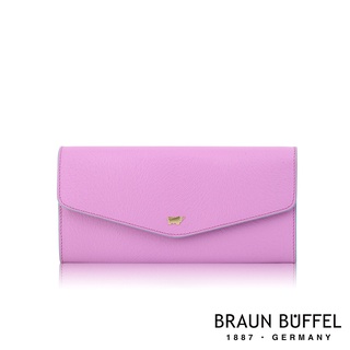 【BRAUN BUFFEL 德國小金牛】台灣總代理 奧菲莉亞-F 12卡兩折長夾-珠光紫色/BF682-621-VIO