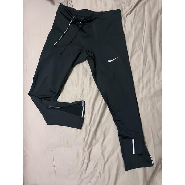 (二手)男性Nike耐吉健身慢跑運動彈力排汗緊身長褲DRI-FIT L號 正貨二手