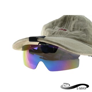 S-MAX專業功能款 頂級多層膜電鍍 夾帽式設計PC防爆抗UV400太陽眼鏡,戶外活動必備 多角度可調整超實用(兩色可選