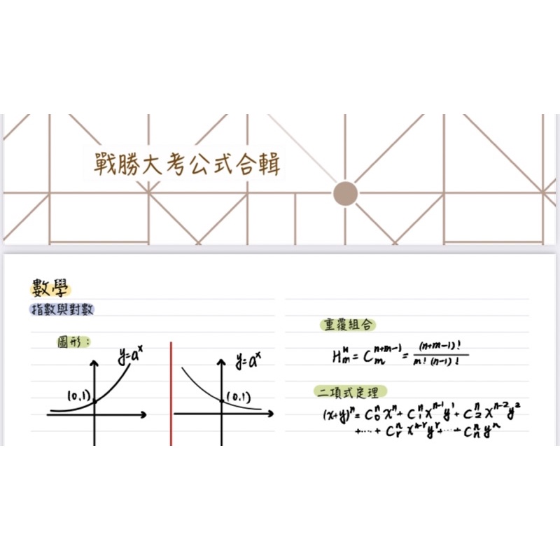 戰勝大考 必備公式 必備公式 數學 學測 指考 分科 雄中醫學系電子書寫筆記 滿級分