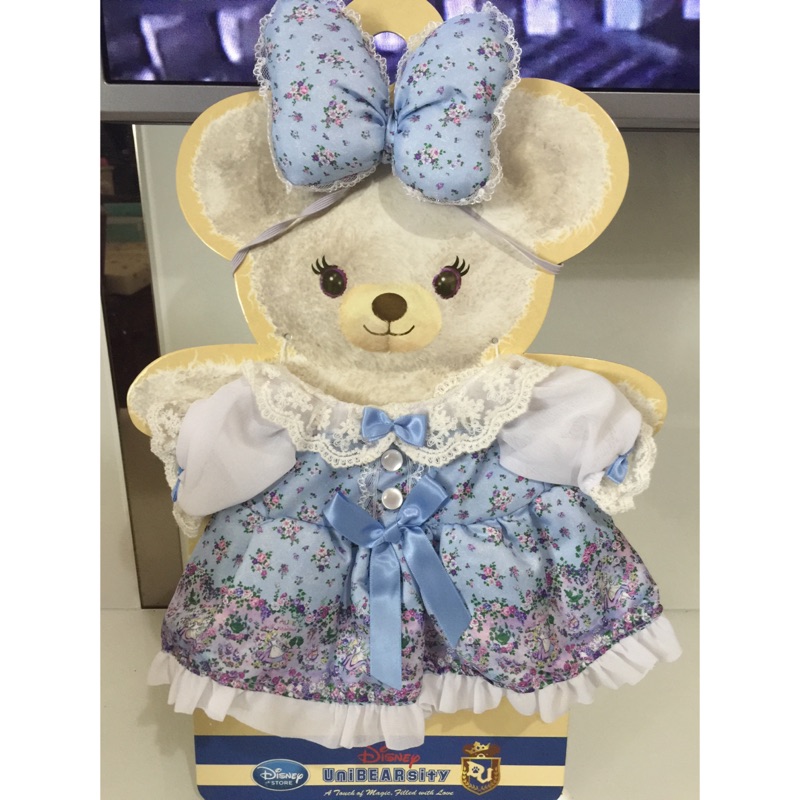 Disney store迪士尼絕版大學熊Unibearsity愛麗絲Alice藍色蕾絲洋裝服裝組S號達菲雪莉玫可穿