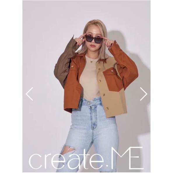 全新轉售 Create me 必收品牌拼色軍裝襯衫外