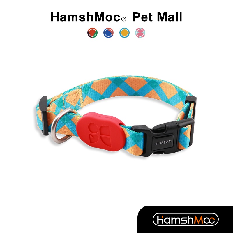 HamshMoc 繽紛時尚狗狗項圈  可調節寵物項圈 耐用尼龍寵物脖圈 高品質犬用遛狗牽引用品 小中大型犬【現貨速發】