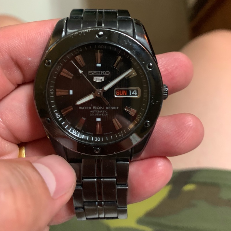 Seiko 5號盾牌 機械表 黑色 無法調整錶帶