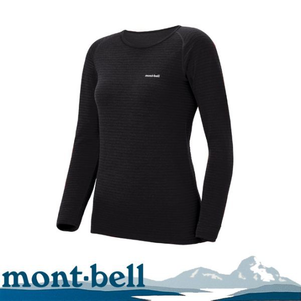 【Mont-Bell 日本 女 Super Merino Wool 長袖羊毛中內衣《黑》】1107574/保暖/悠遊山水