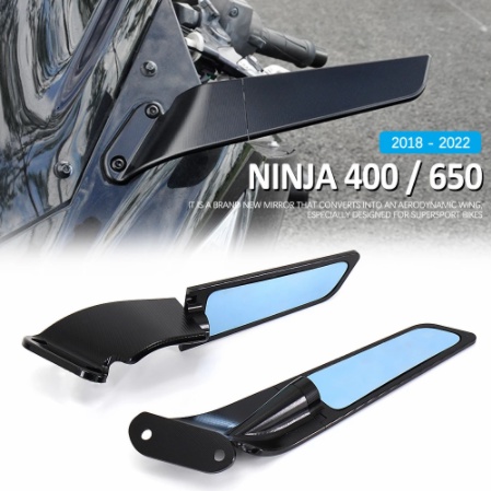 適用於Kawasaki Ninja 400 650 後照鏡 定風翼可調整旋轉反光鏡 側翼鏡 翅膀鏡 藍面鏡