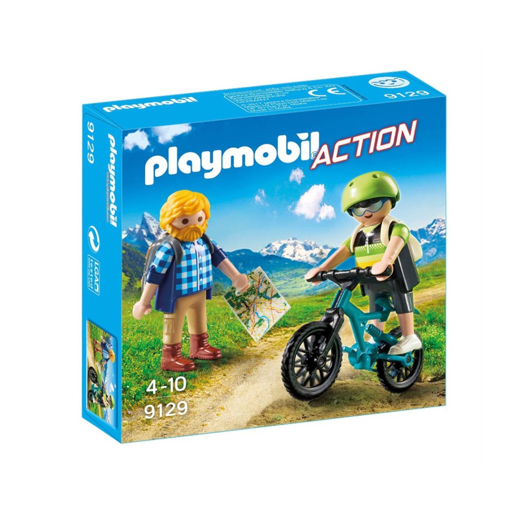 摩比 Playmobil 9129 登山 地圖 腳踏車 背包 格子 襯衫 單車 登山車 安全帽