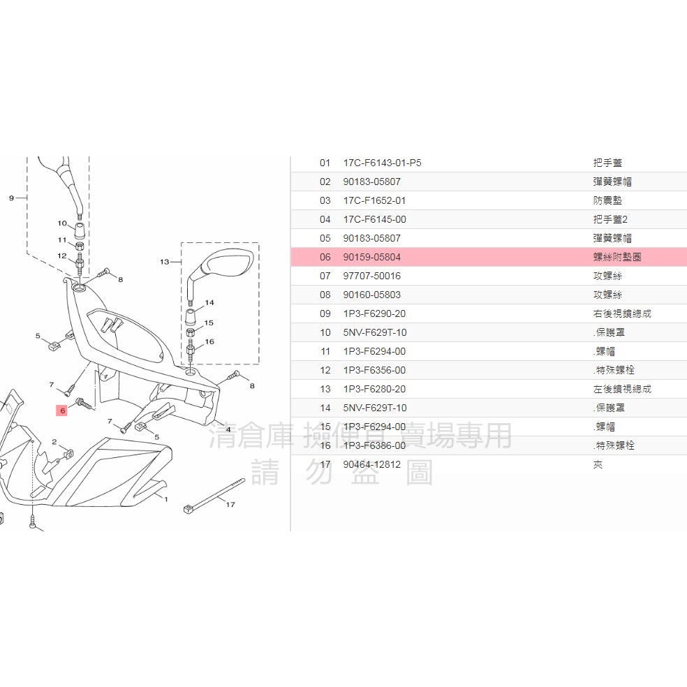 撿便宜 料號:90159-05804YAMAHA山葉原廠 螺絲附墊圈 RS　CUXI　新風光　勁風光  新勁戰 車殼螺絲