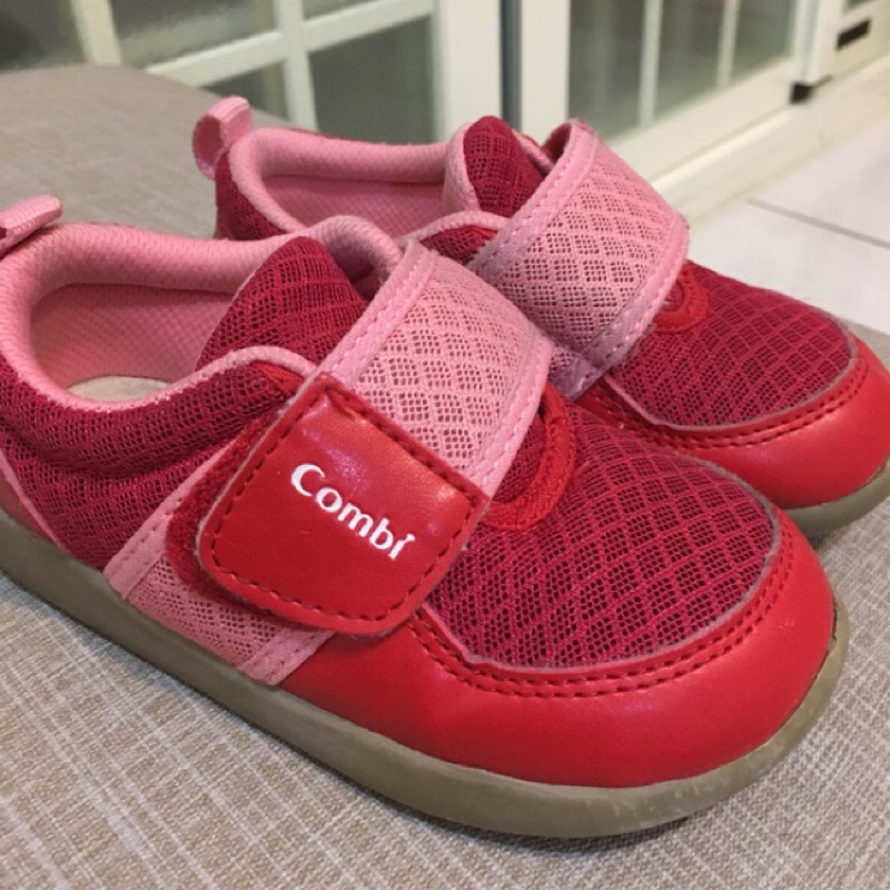15.5cm二手Combi高透氣網布機能鞋-紅 學步鞋/Combi