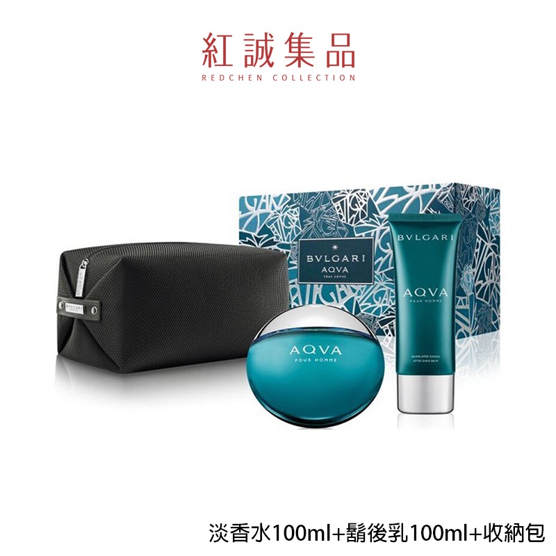 【BVLGARI】水能量春季香氛禮盒 | 淡香水100ml+鬍後乳100ml+收納包｜紅誠集品