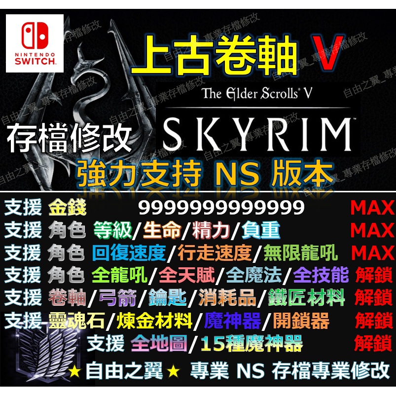 【NS】上古卷軸 5 專業存檔修改 替換 Cyber Save Wizard 上古 卷軸 V 5 Skyrim