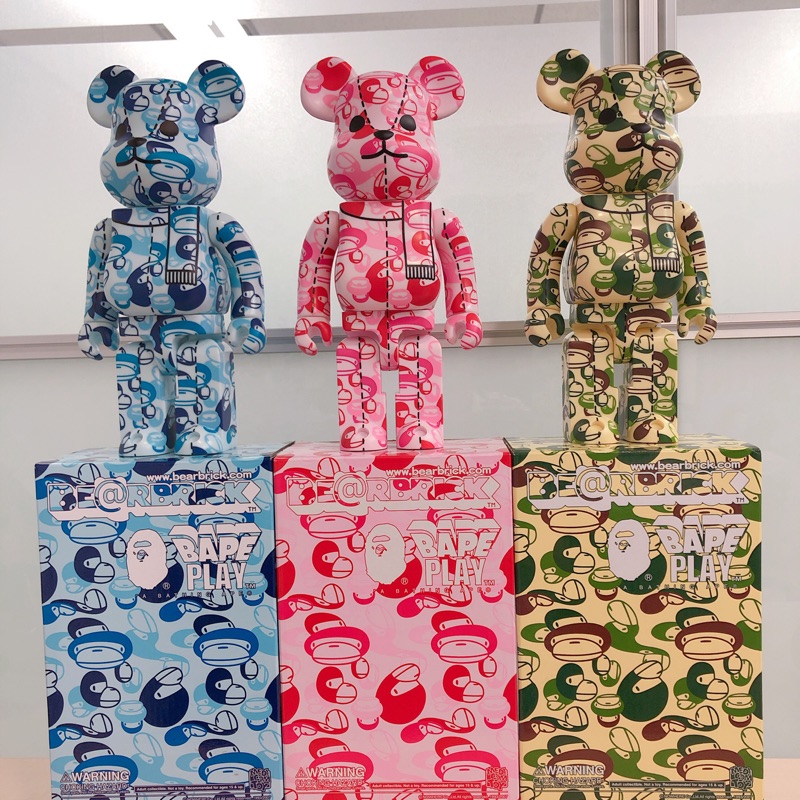 BE@RBRICK x BAPE 庫柏力克熊限量聯名系列BAPE迷彩熊(3隻)400%+維尼80週年紀念款