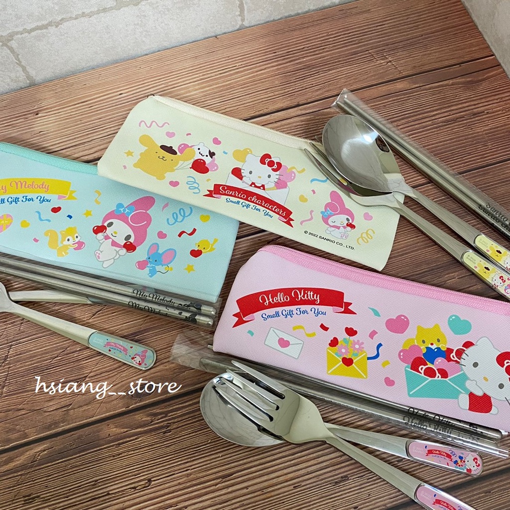 三麗鷗 Hello Kitty 美樂蒂 布丁狗 三件式餐具組 不鏽鋼餐具組 304不銹鋼餐具組 叉子 筷子 湯匙