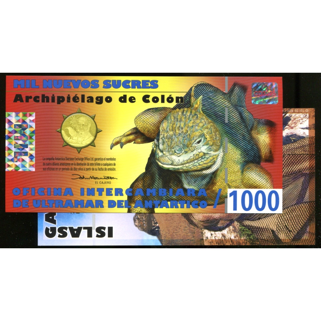 Galapagos Is.（加拉巴哥群島塑膠鈔），動物變色龍，1000-Dollar