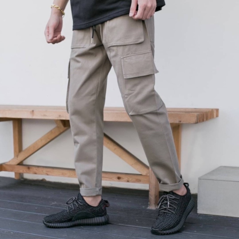 【imagine__tw】韓國 層次 立體 口袋 鈕扣袋蓋 寬鬆 版型 工裝 軍裝 長褲 帥