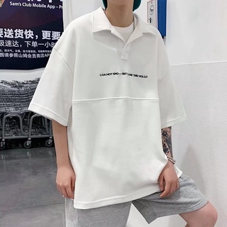 【M-3XL】韓版潮流時尚字母印花短袖Polo衫 夏季新款男士休閒百搭翻領T恤