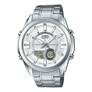 【宏崑時計】CASIO卡西歐 50米防水世界時間不鏽鋼錶帶電子錶 AMW-810D-7A台灣卡西歐保固一年