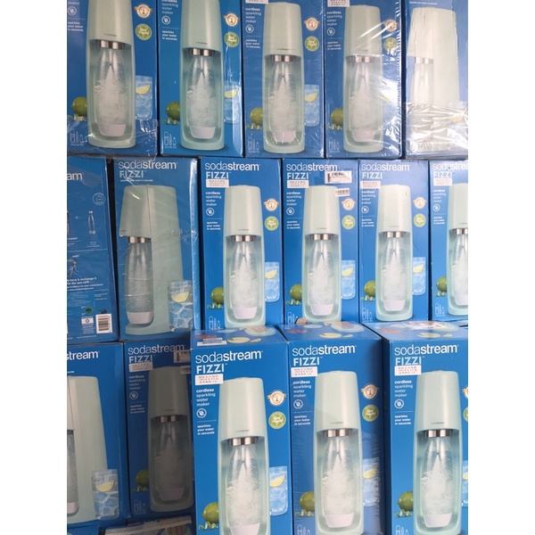 【原廠福利品特賣】Sodastream FIZZI時尚風自動扣瓶氣泡水機 冰河藍 全新鋼瓶 氣泡酒 果汁 交換禮物 尾牙