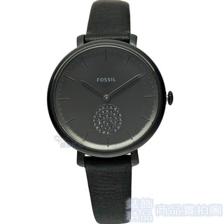 FOSSIL ES4490手錶 黑 晶鑽獨立小秒針 皮帶 女錶 31mm【錶飾精品】