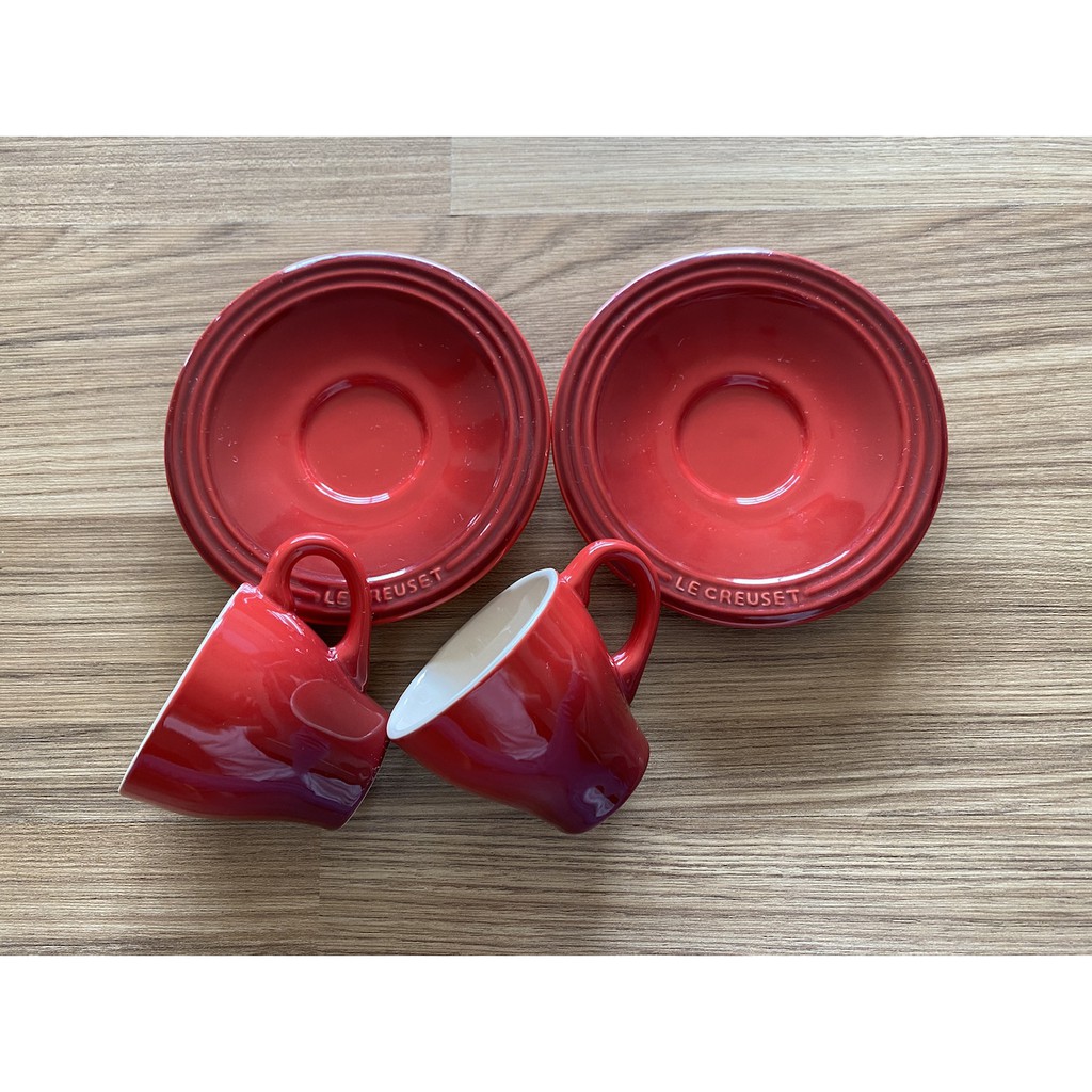 法國餐廚具 Le Creuset 琺瑯濃縮咖啡杯盤一組(2入)