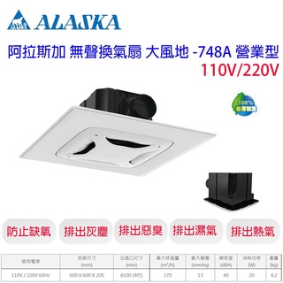 阿拉斯加 ALASKA 大風地 748A 營業型 輕鋼架 排風機 換氣扇 輕鋼架排風扇 辦公室