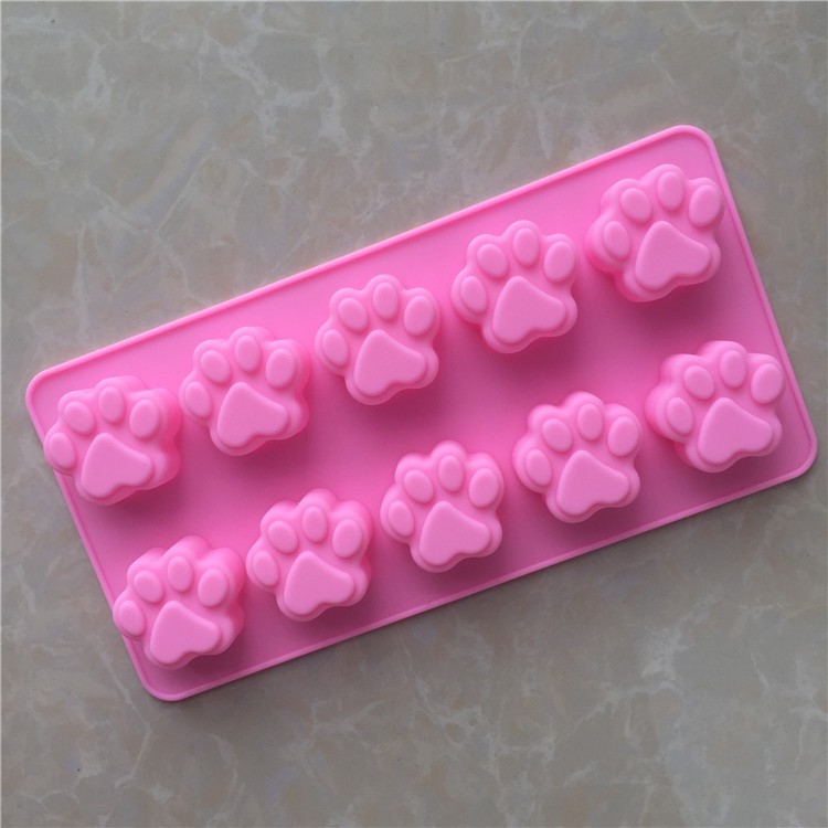 【玫瑰森林】巧克力模  10孔熊掌模  - 矽膠製手工皂模具、巧克力模、冰塊模、小熊腳印