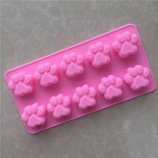 【玫瑰森林】巧克力模 10孔熊掌模 - 矽膠製手工皂模具、巧克力模、冰塊模、小熊腳印