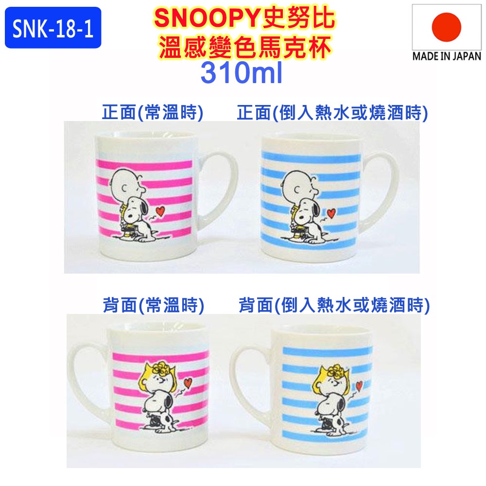 現貨,日本原裝進口,日本製,PEANUTS,SNOOPY,史努比,溫感,馬克杯,咖啡杯,水杯,變色馬克杯