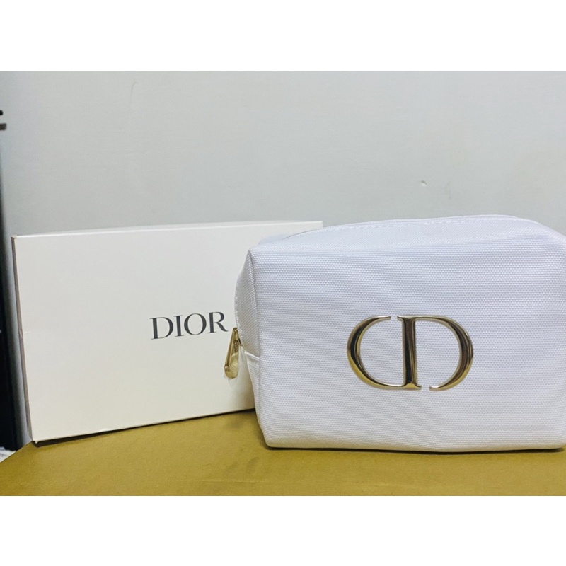 👍Dior 專櫃 迪奧正貨滿額禮贈品 長方型 白色軟皮化妝包 收納包 美妝包