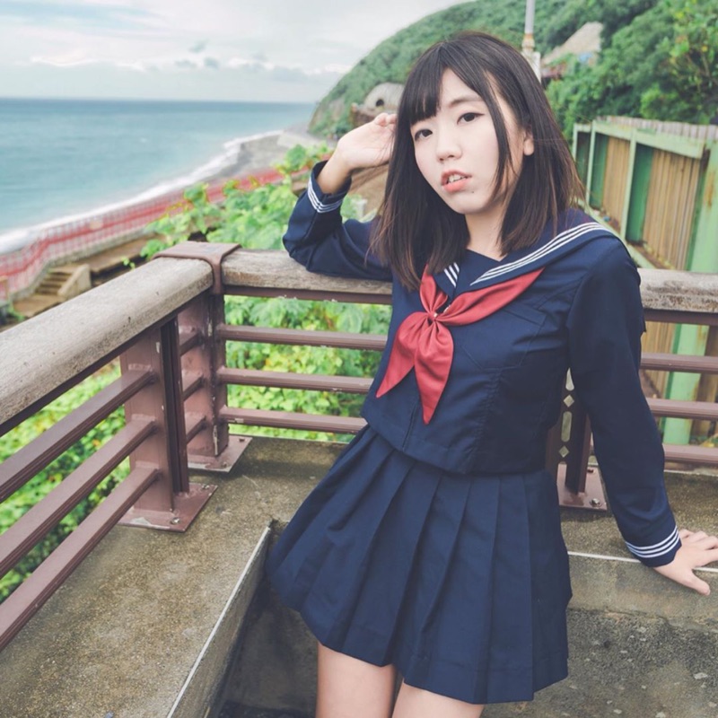 現貨在台日本高中學生服制服水手服高校生中學生jk萌妹子軟妹服學生妹日系cosplay角色扮演濃紺色深藍色拉鍊三本襟關西襟