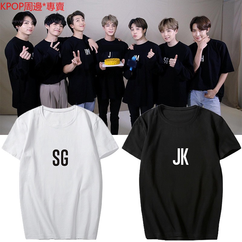 Kpop防彈少年團簡寫成員名周邊應援打歌服同款短袖 蝦皮購物