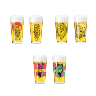 【德國RITZENHOFF】 FARBKNALL時尚圖騰啤酒對杯/共3款《拾光玻璃》 對杯 酒杯