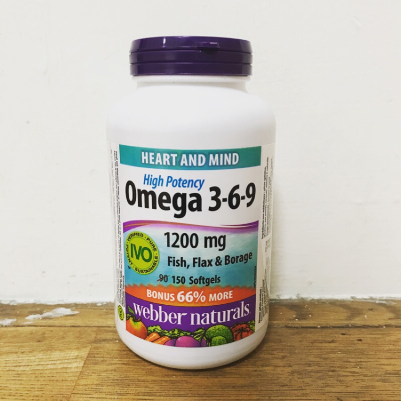 Webber Naturals 高效奧米加3-6-9 ( 魚油, 亞麻籽油 &amp; 琉璃苣油 ) 1200毫克 150軟膠囊