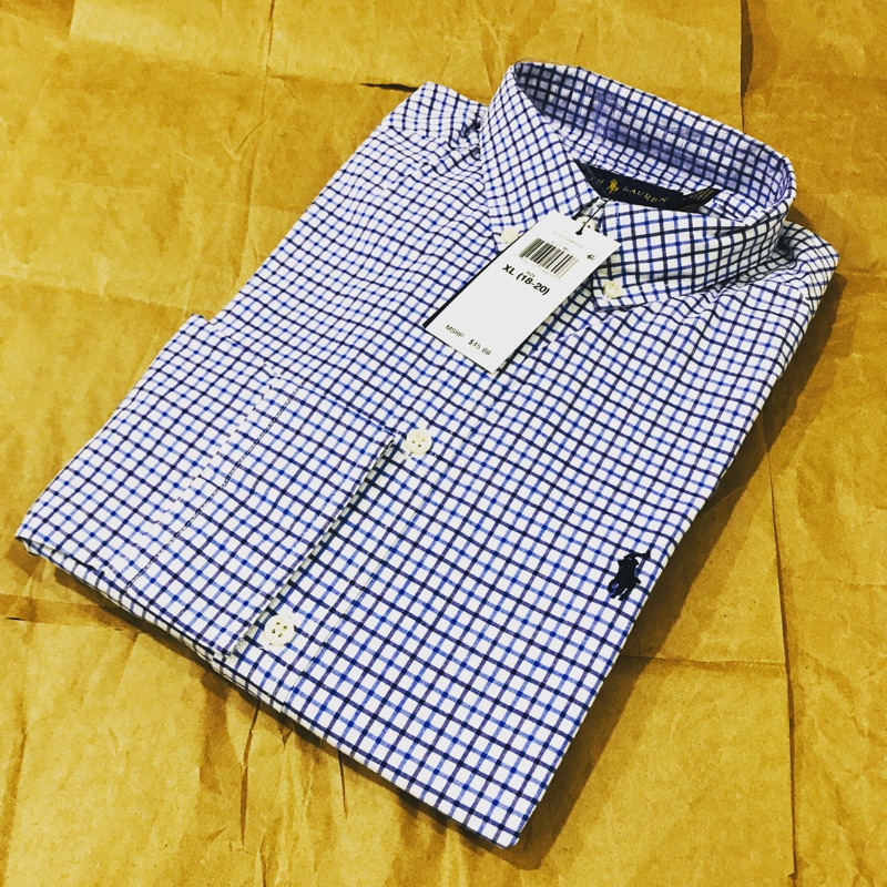 全新官網正品 Ralph Lauren RL POLO 藍白 格紋 襯衫 春夏薄款 青年版