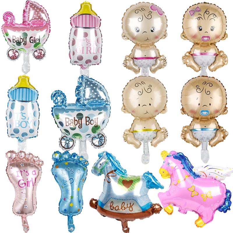 【新店特惠】迷你奶瓶鋁膜氣球小號男嬰女嬰腳丫寶寶滿月週歲洗禮派對裝飾氣球