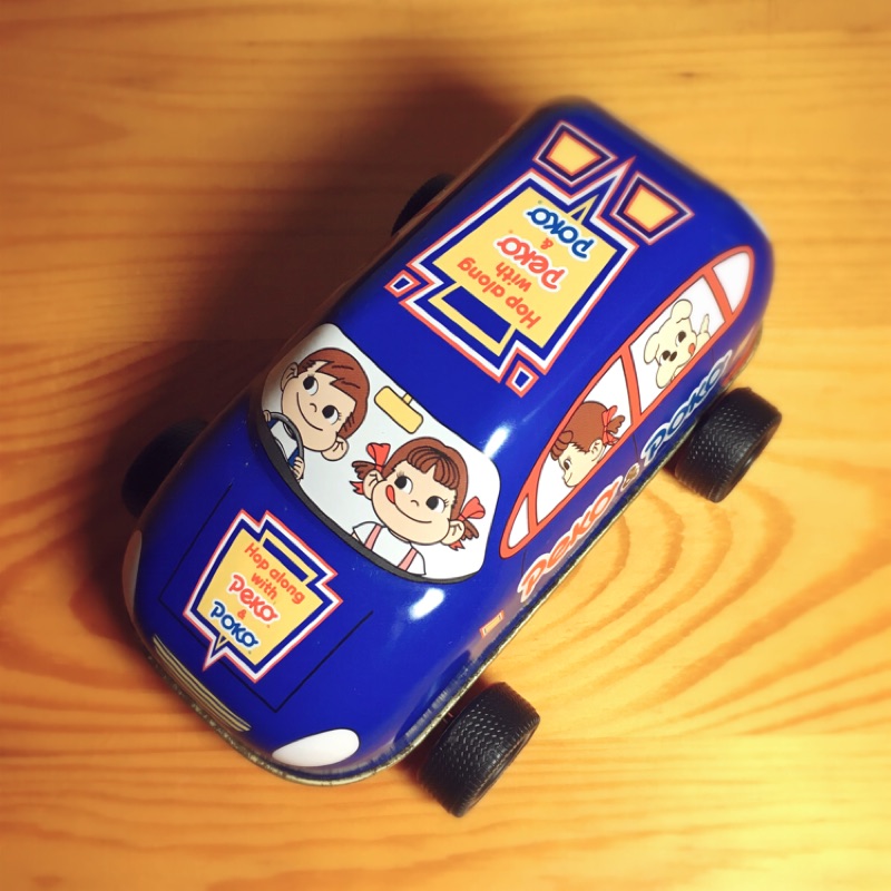 日本正版 FUJIYA不二家 牛奶妹 PEKO &amp;POKO 小汽車 鐵盒