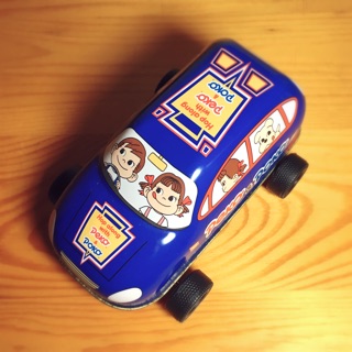 日本正版 FUJIYA不二家 牛奶妹 PEKO &POKO 小汽車 鐵盒