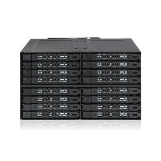 MB516SP-B全金屬16顆式 2.5吋 SAS/SATA SSD/HDD 硬碟背板模組轉 5.25吋空間*2