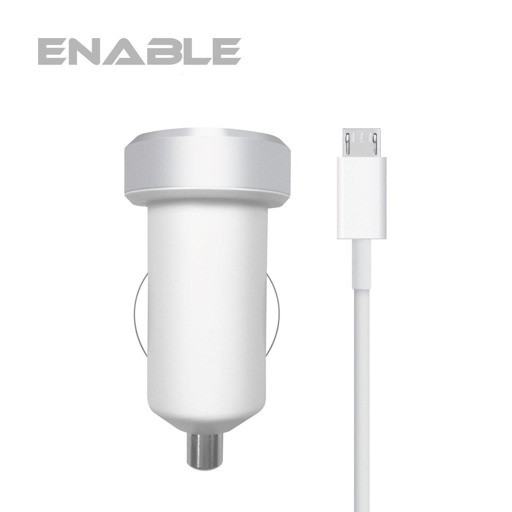 ENABLE【台灣製造】雙USB 鋁合金車充+Micro USB 充電線