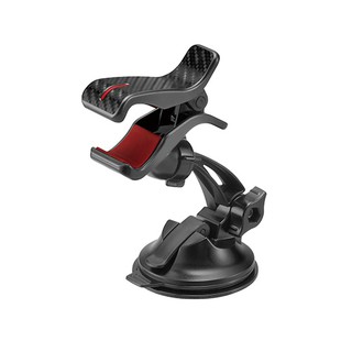 車之嚴選 cars go 汽車用品【SA9】日本CARMATE 碳纖紋紅色 夾式 可360度可旋轉 吸盤式智慧型手機架