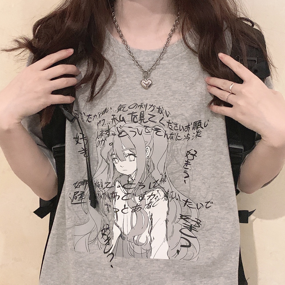 Mili🥰日系漫畫感短T🔥特別的日文漫畫風寬鬆短袖T恤上衣/大學T/卡通動漫系列